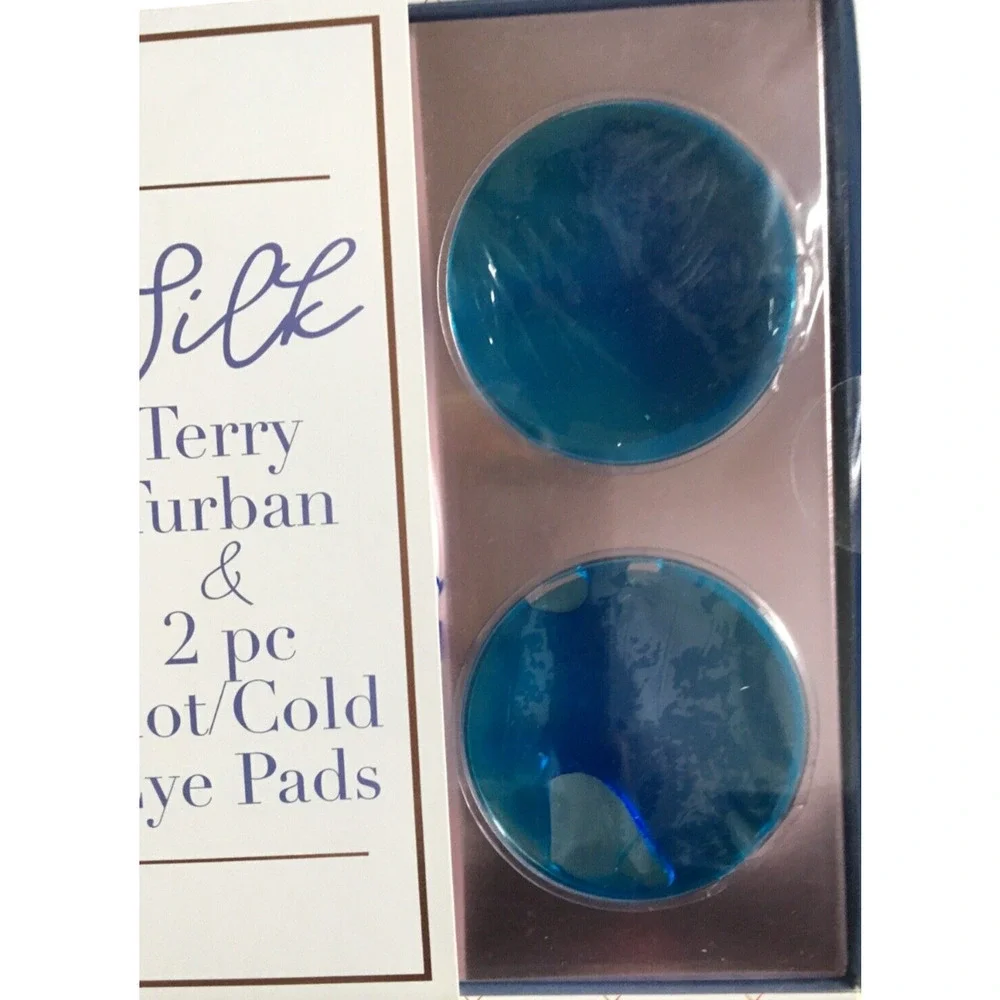 Tru Spa Silk Terry Turban & 2 Pc Hot/cold Eye Pads Spa Womens Set New